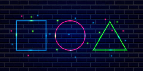 Colorful geometric background with motion neon light effect. Vector illustration.