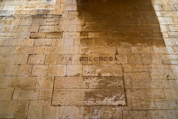 Via Dolorosa, street where the last walk of Jesus Christ took place before the crucifixion,...