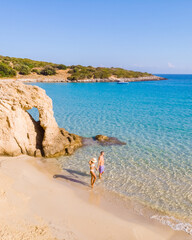Voulisma Beach Istron Crete Greece, the most beautiful beaches of Crete island Istron Bay near...