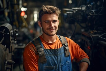 factory worker posing looking at camera