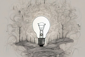 bulb with tree and forest