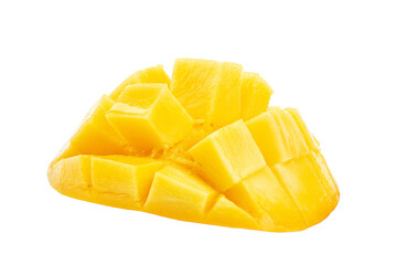 Fresh mango half  isolated in white background. Healthy food. File contains clipping path.