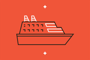 Obraz premium Geometric cruise illustration in flat style design. Vector illustration. 