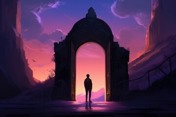 Fototapeta premium Man fantasy arch. Generate Ai