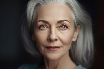 Naklejka premium Mature woman skincare person. Generate Ai