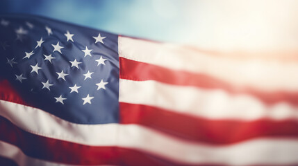 Fototapeta na wymiar Flying of United states of America flag against the sky