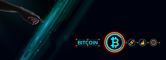 Bitcoin growth cryptocurrency exchange stock market digital money financial technology concept.