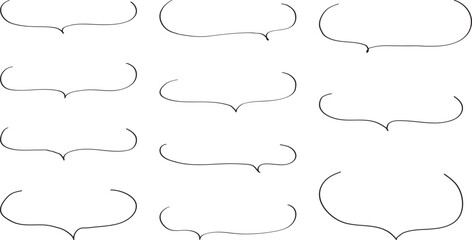 Fototapeta premium ベクターのかわいい手書きの下線ふきだしセット 黒 白黒 あしらい シンプル 吹き出しBlack handwritten vector speech bubble set