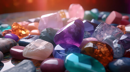 Collection of gemstones / variety of gems- close-up - 631761273