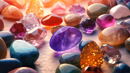 Obraz na płótnie Canvas Collection of gemstones / variety of gems- close-up