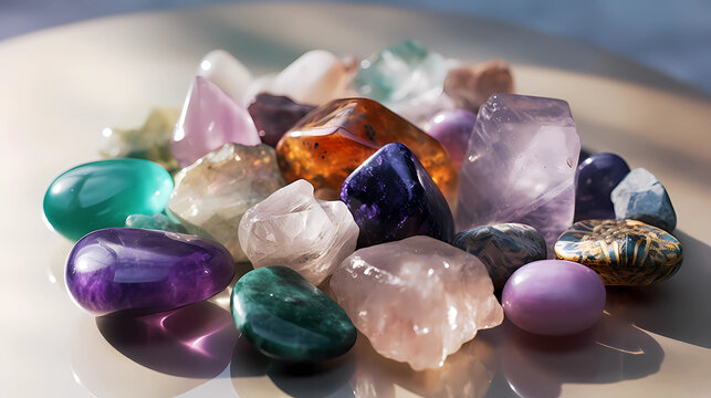 Collection of gemstones / variety of gems- close-up