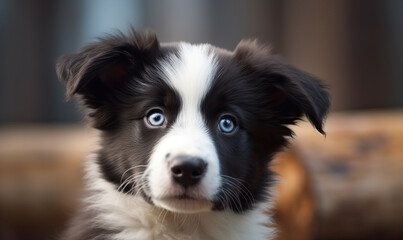 Naklejka na ściany i meble Adorable border collie puppy with blue eyes