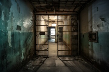 Fototapeta na wymiar Prison doors old. Generate Ai
