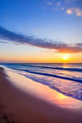 南国ビーチのカラフルな夕日の美しい景色