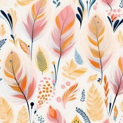 Fototapeta na wymiar seamless pattern with feathers,feather,vector,AI generated