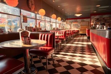 Foto op Plexiglas Classic diner cafe interior, 1950s style classic © Simonforstock