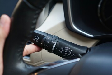 Family car wiper lever under the steering wheel