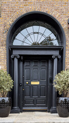Fototapeta na wymiar A famous black painted Georgian door in Dublin, Ireland