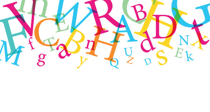 sfondo con lettere, caratteri colorati, concetto scrittura, parole