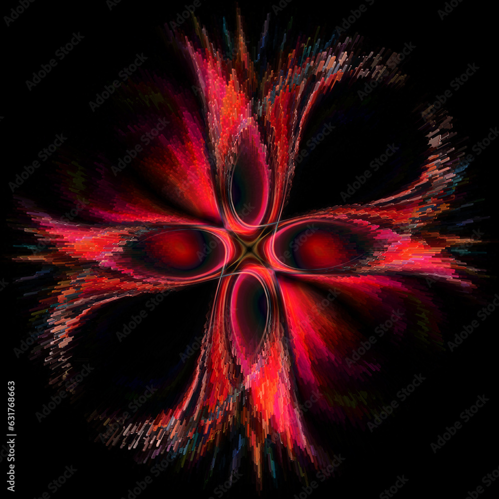 Aufkleber exploding red and orange cyclone style design on a black background