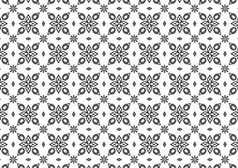 Pattern Floral and Geometric Elements. Seamless Floral Ethnic Pattern. Arabic Indian Motifs Abstract Floral Ornament Thin Line. Vector Wallpaper Background Fabric Paper Black and White Graphic Design