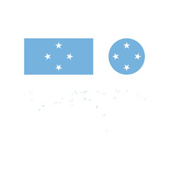 Micronesia national map and flag vectors set....