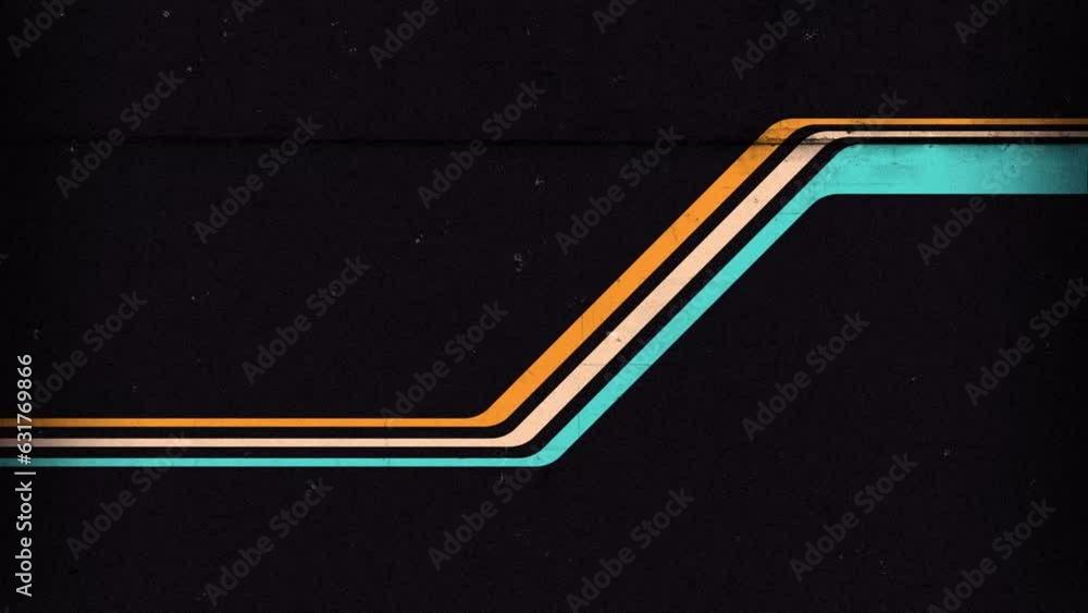 Poster animated abstract 1970's background design in futuristic retro style with colorful lines.