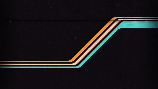 Animated abstract 1970's background design in futuristic retro style with colorful lines.