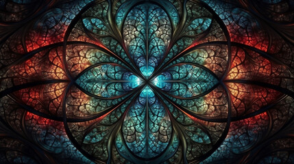 abstract background with flower in stained-glass window style. generative AI
