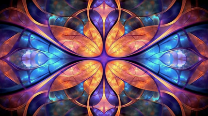 Naklejka premium abstract background with flower in stained-glass window style. generative AI