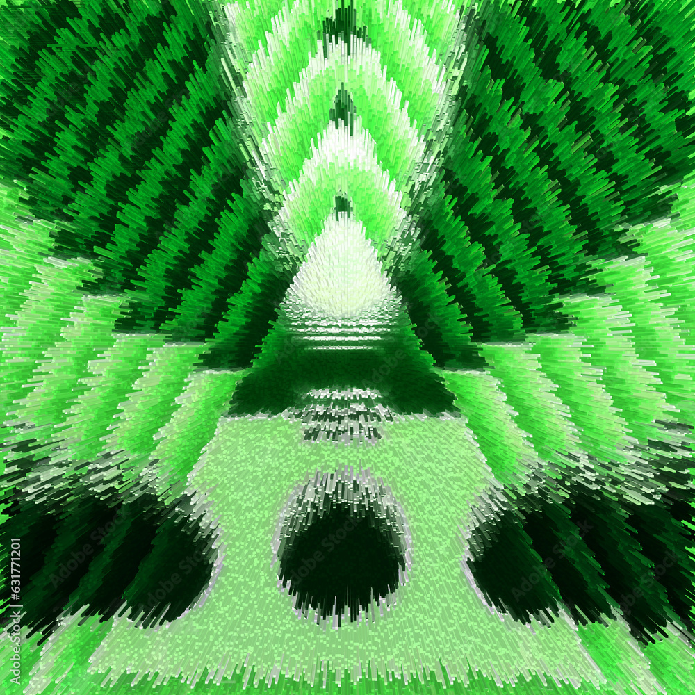 Aufkleber vivid shades of bright green in exploding style a triangular concentric design