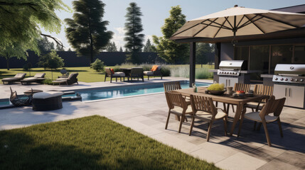 pool in the garden by the pool