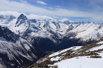 Fototapeta premium Mount Dombay in Teberda nature reserve, Caucasus Mountains, Russia