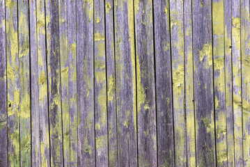 Fototapeta na wymiar Old wooden plank wall with paint residue