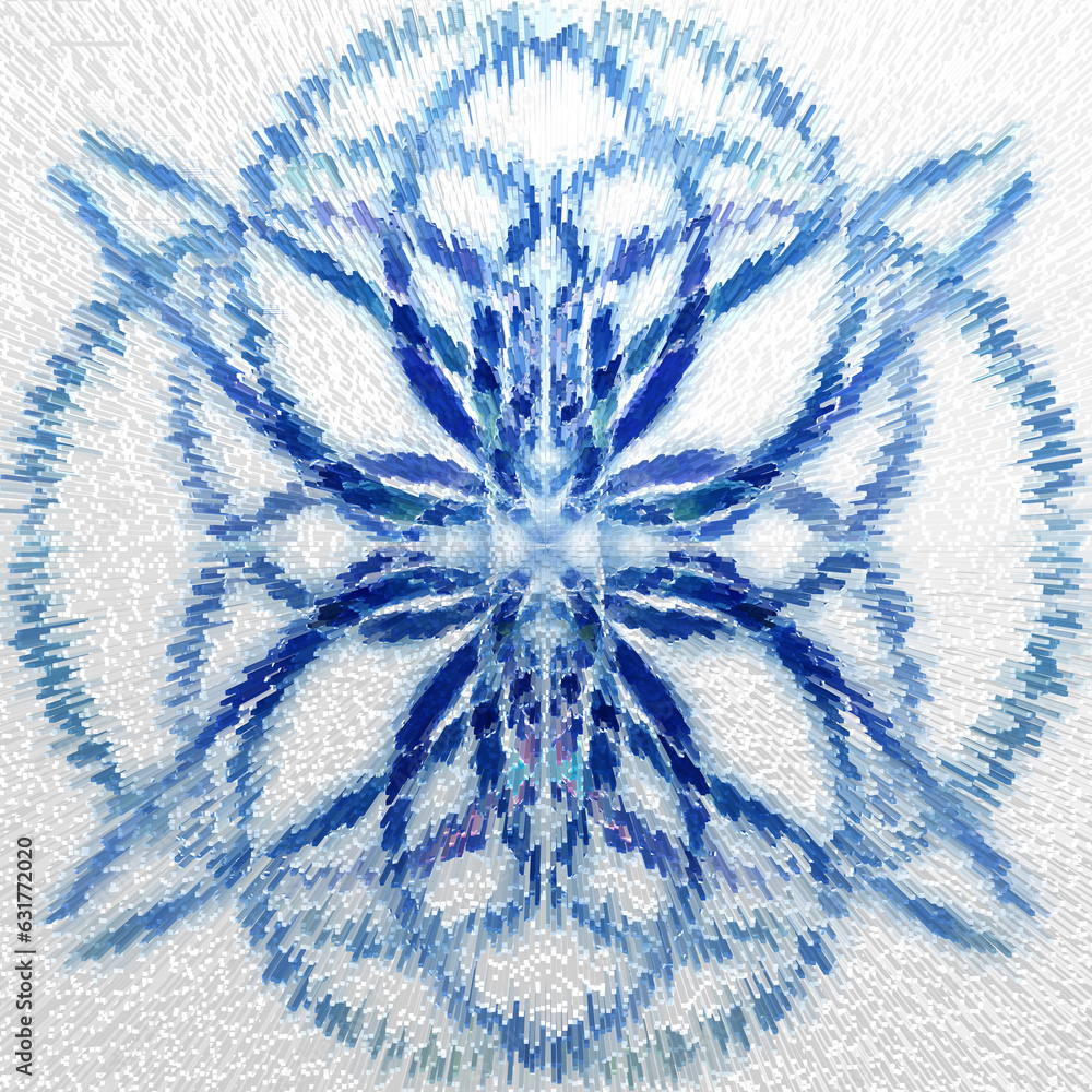 Aufkleber exploding light blue and cobalt curved structural design in glowing style on a white background