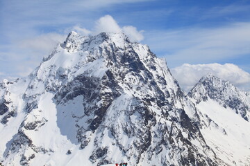 Obraz premium Mount Dombay in Teberda nature reserve, Caucasus Mountains, Russia