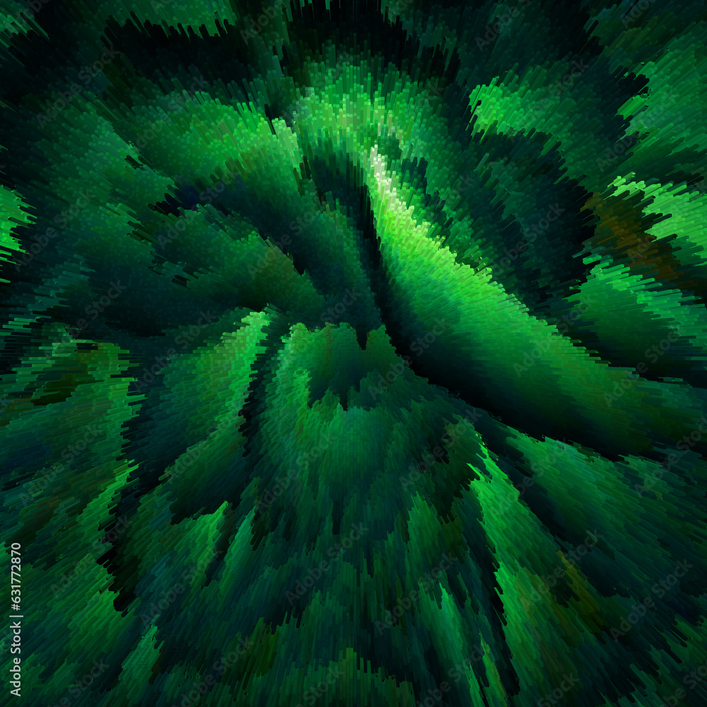 Aufkleber dark and mysterious in shades of green 3d exploding surface