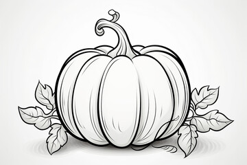 Coloring book page, no dither, strong outlines, simple inked lines, subject - decor of the pumpkin for Halloween isolated Generative AI