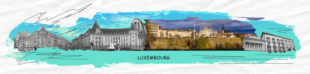 Collage of Luxembourg images - travel background with my photos - obrazy, fototapety, plakaty