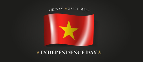 Vietnam happy independence day greeting card, banner with template text vector illustration