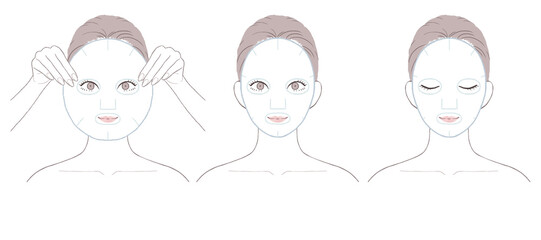 美容液フェイスマスクをする女性：セット