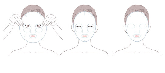 美容液フェイスマスクをする女性：セット