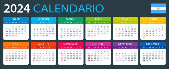 2024 Calendar - vector illustration, Argentinian version