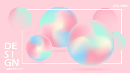 Background wallpaper 3d ball soft gradient pink make to girl. Vector illustration. artistic and colorful style.