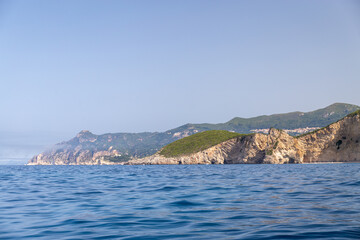 Boat trip near famous Paleokastritsa town, Corfu, Ionian Sea, Greece