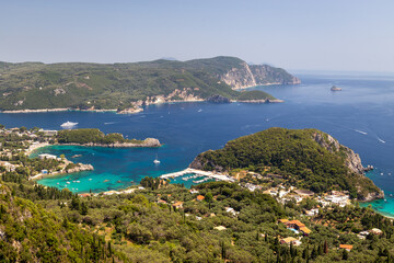 Fototapeta na wymiar View of the coast of Palaiokastritsa Bay, Corfu, Greece