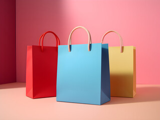 Colored kraft paper bags, multi colors gift bags, mockup