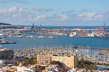 High Panoramic view of Las Palmas de Gran Canaria during cloudy day in Gran Canaria, Spain