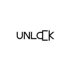 Unlock typography logo design concept.