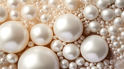 Beautiful pearls on white silk, Space for text.